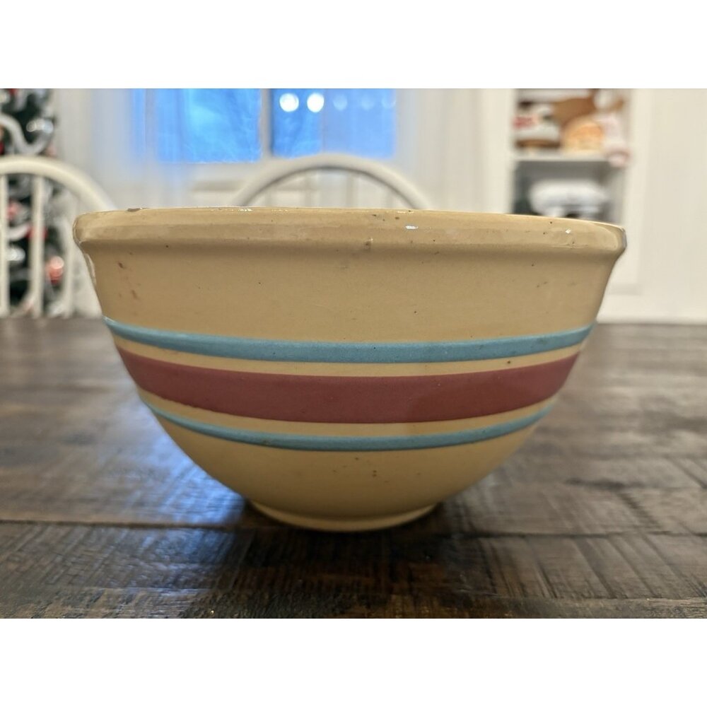 Antique Watt Mixing Bowl Striped Farmhouse Primitive Rustic Decor